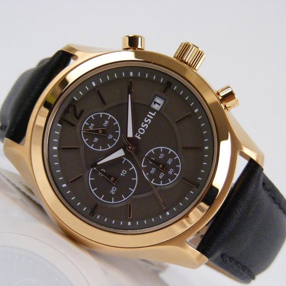 Fossil Other - Men'sFossil Rose Gold Black Watch BQ2050 Like NEW